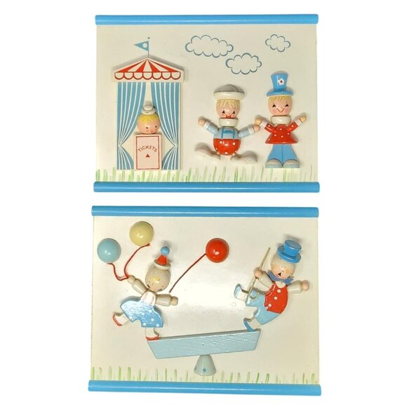 Vtg Set of 2 IRMI Originals Nursery Plastics Fun Park Themed Wooden Wall Hanging - Picture 5 of 9